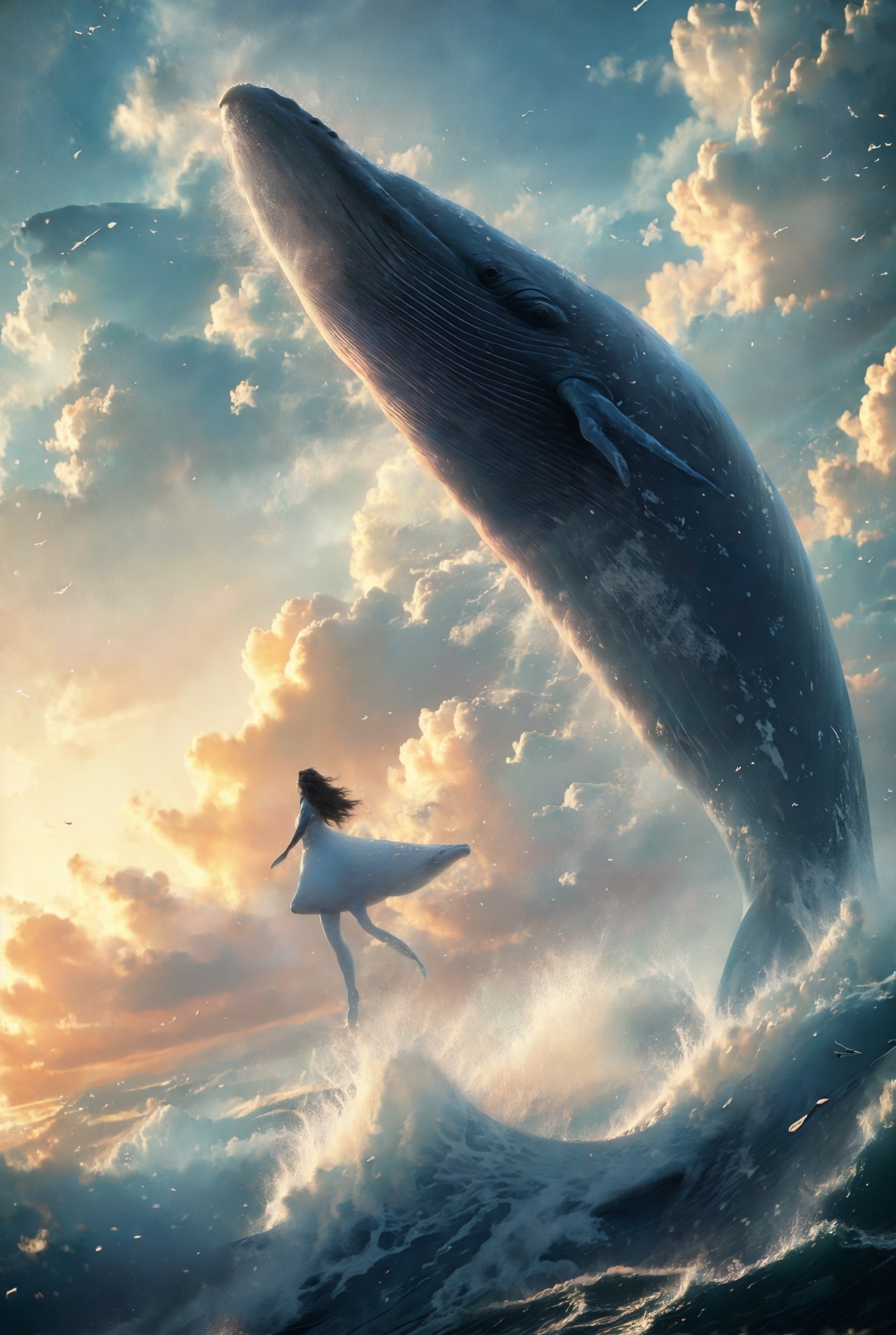 606247209521970412-1063184595-xuer Big whale, 1girl, sky, cloud, long hair, solo, outdoors, flying, whale, scenery, light particles, dutch angle, oversized an.jpg